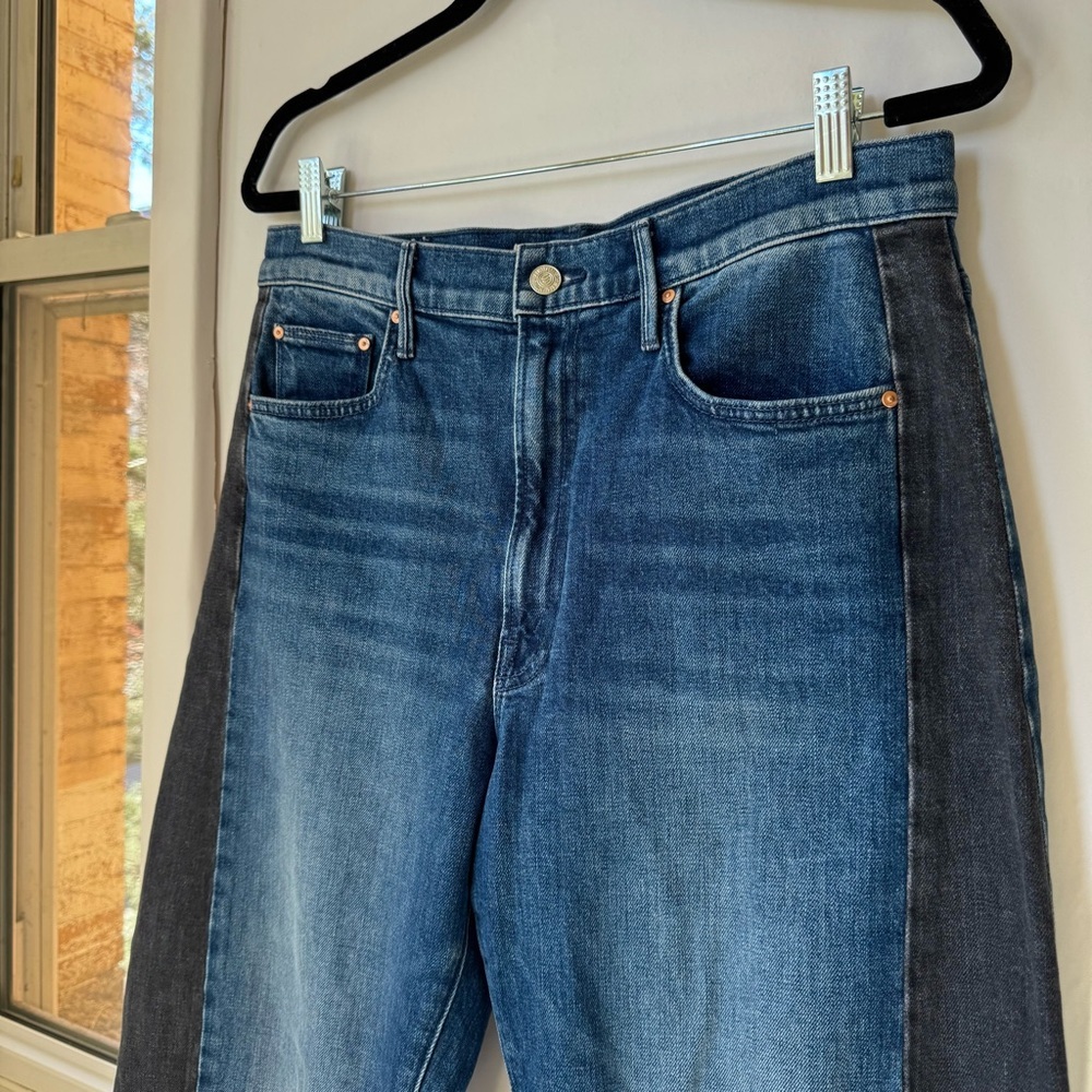 MOTHER Superior The Half Pipe Flood Barrel Jeans Black Blue 30 - Picture 7 of 13